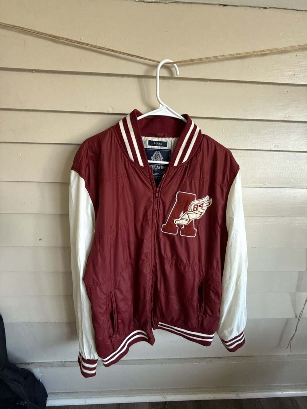 American Rag Cie Varsity Bomber Jacket Maroon White Size XL